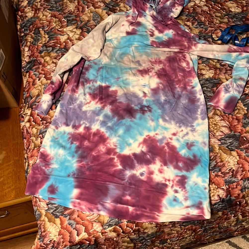 Tie dye hooded sweatshirt dress